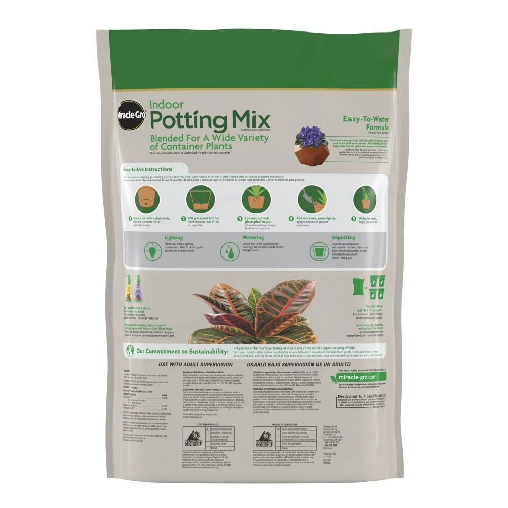 Miracle-Gro Soil & Soil Amendments Indoor 6-Quart Potting Soil Mix 7 Miracle-Gro Soil & Soil Amendments Indoor 6-Quart Potting Soil Mix - Image 7